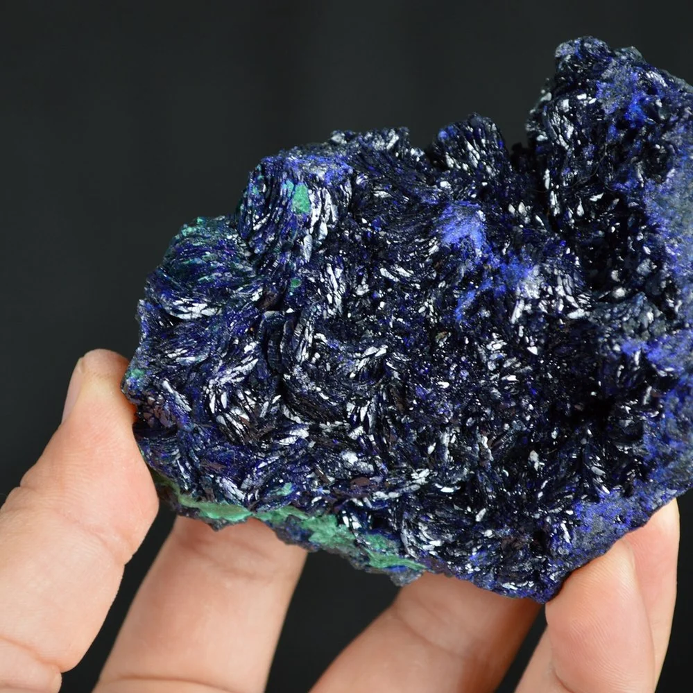 Better Larger Blue Azurite Crystal Vug With Green Malachite Cluster - Image 5