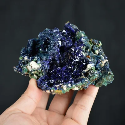 Better Larger Blue Azurite Crystal Vug With Green Malachite Cluster