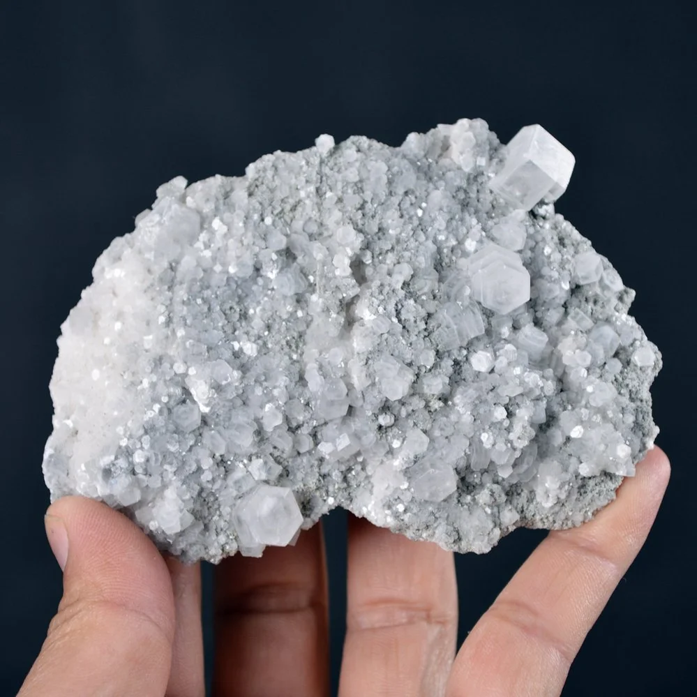 Hexagonal Prism Calcite Cluster On Quartz Matrix