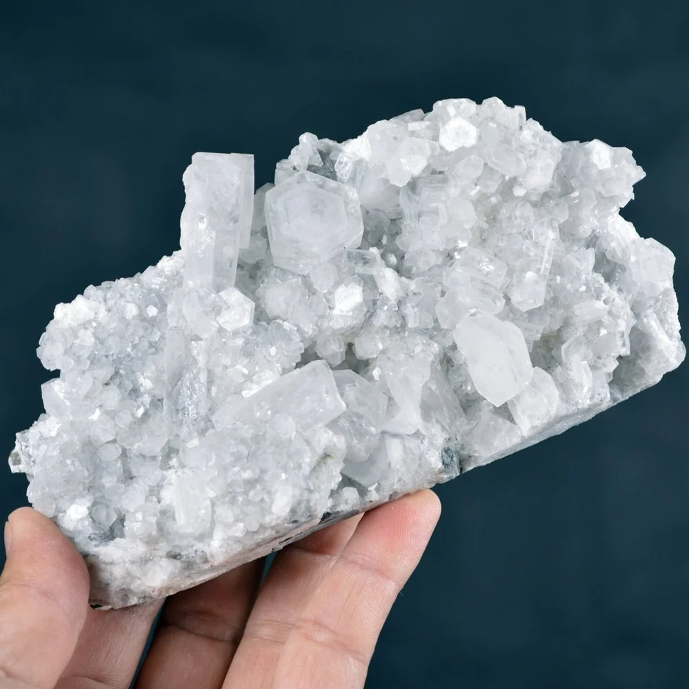 Hexagonal Prism Calcite Cluster On Quartz Matrix