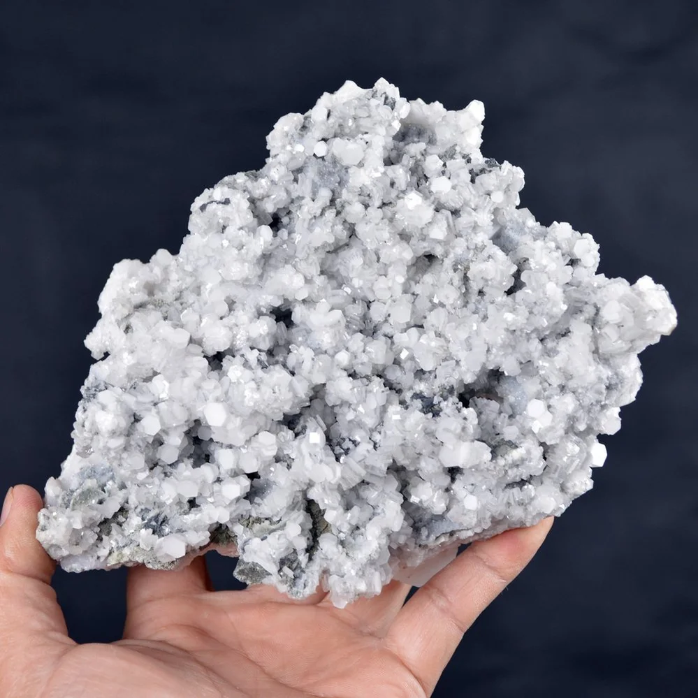 Hexagonal Prism Calcite Cluster On Quartz Matrix