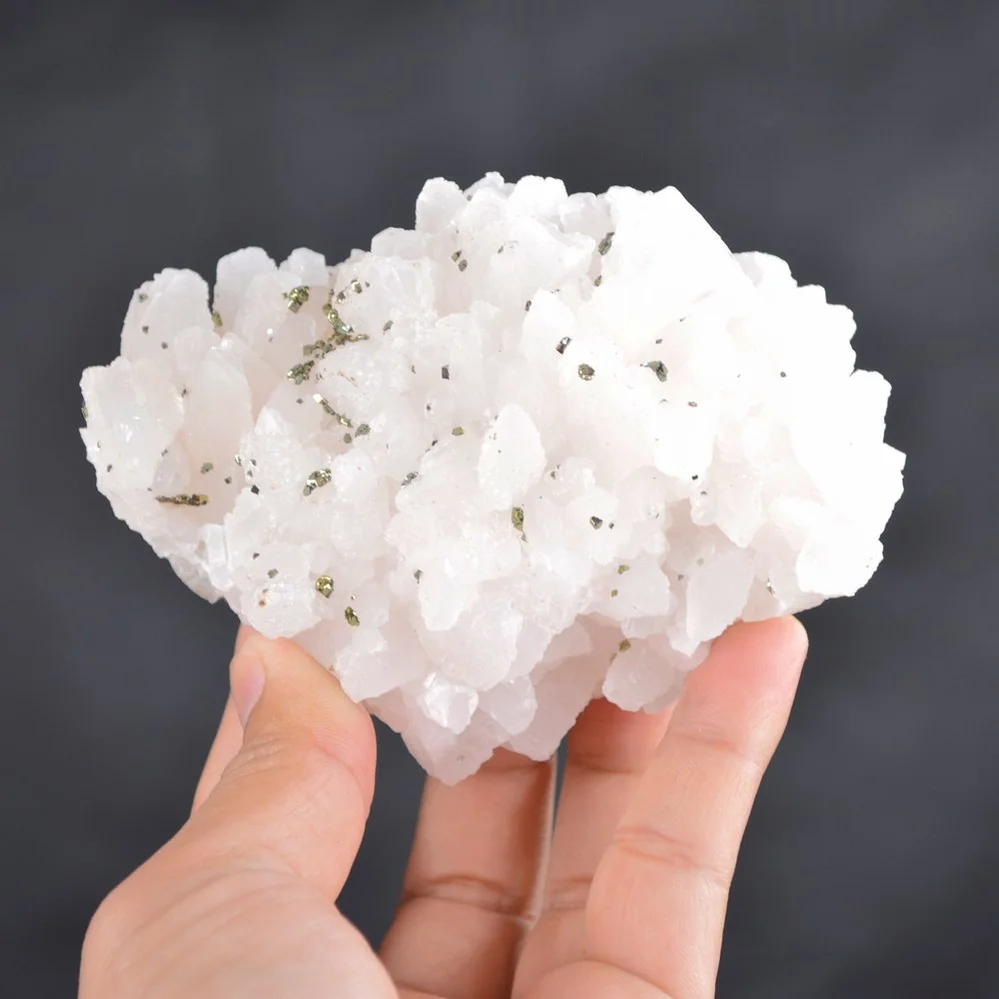 Iridescent Pyrite On Nailhead Calcite Crystals