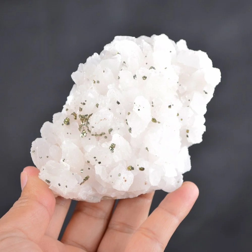 Iridescent Pyrite On Nailhead Calcite Crystals - Image 3