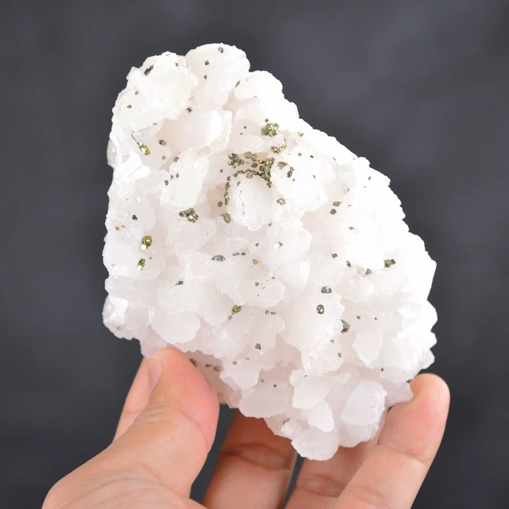 Iridescent Pyrite On Nailhead Calcite Crystals - Image 4