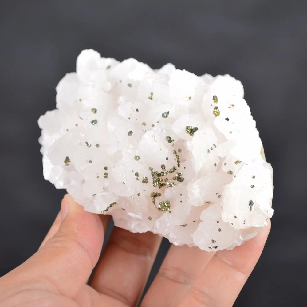 Iridescent Pyrite On Nailhead Calcite Crystals - Image 5