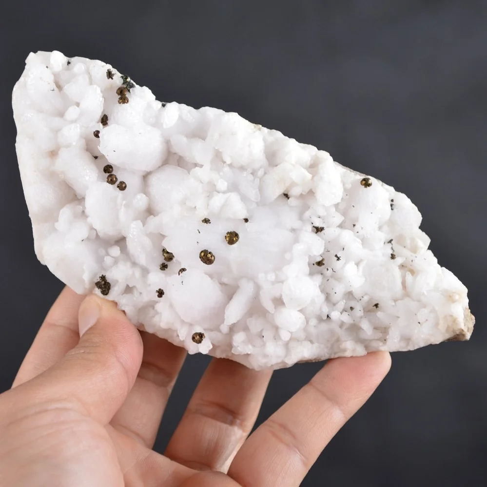 Iridescent Pyrite On Nailhead Calcite Crystals