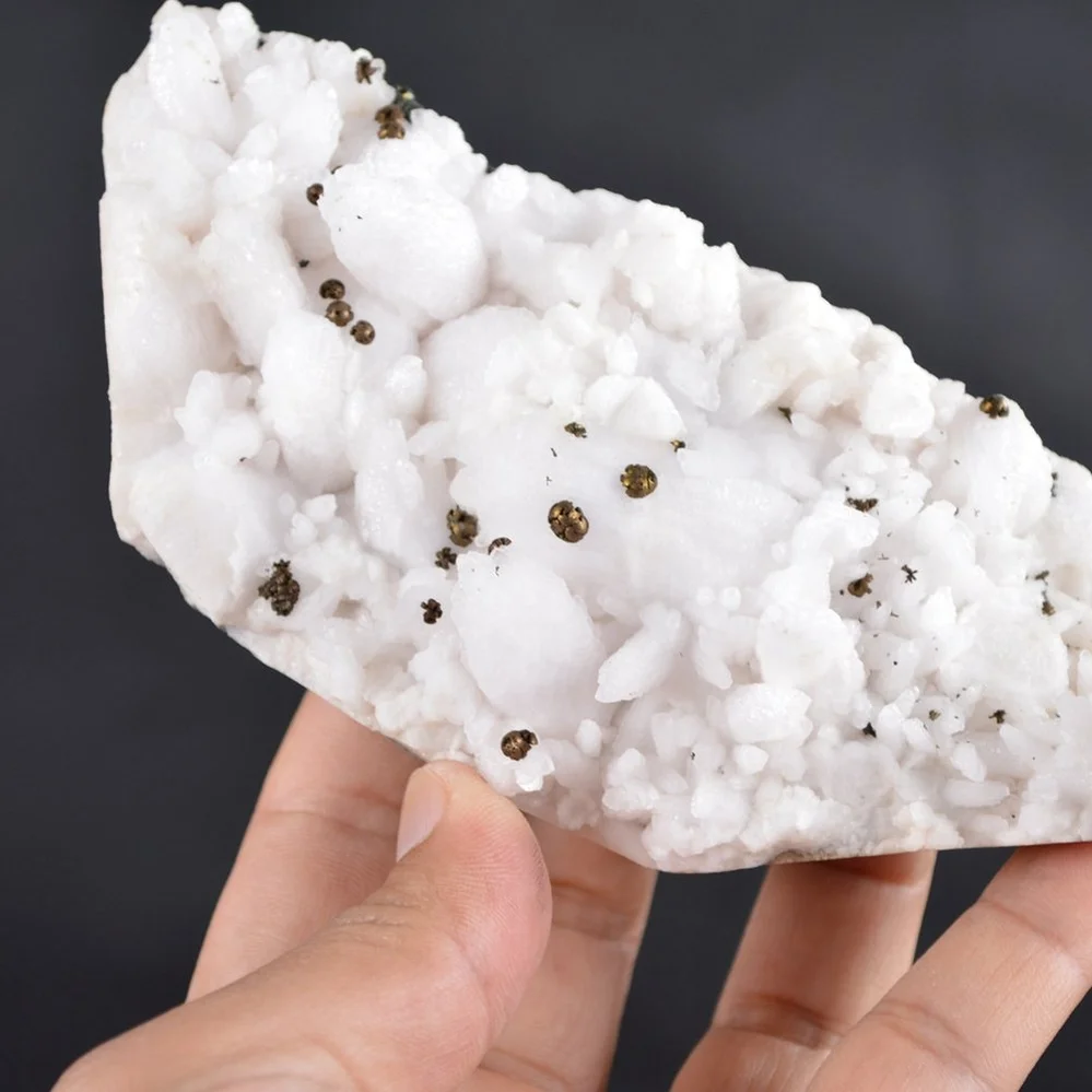 Iridescent Pyrite On Nailhead Calcite Crystals - Image 4