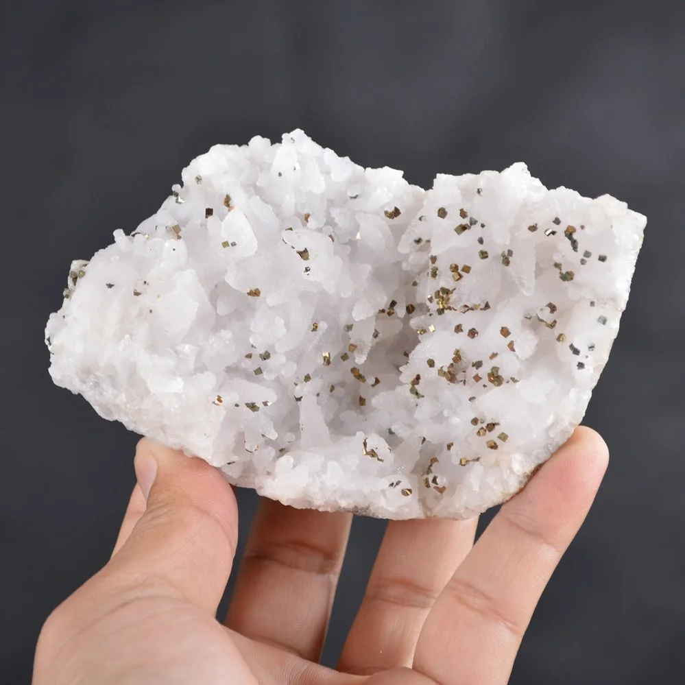 Iridescent Pyrite On Nailhead Calcite Crystals