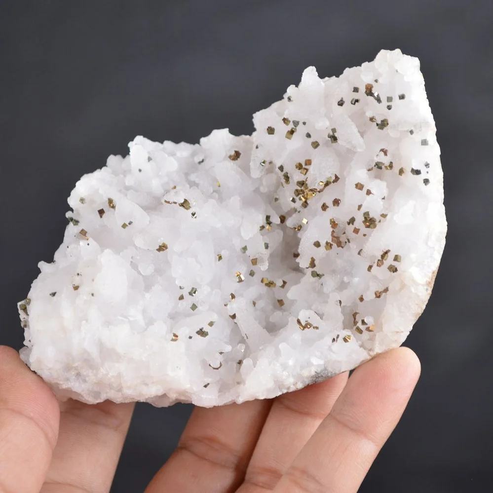 Iridescent Pyrite On Nailhead Calcite Crystals - Image 4