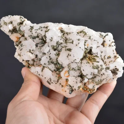 Iridescent Pyrite On Nailhead Calcite Crystals