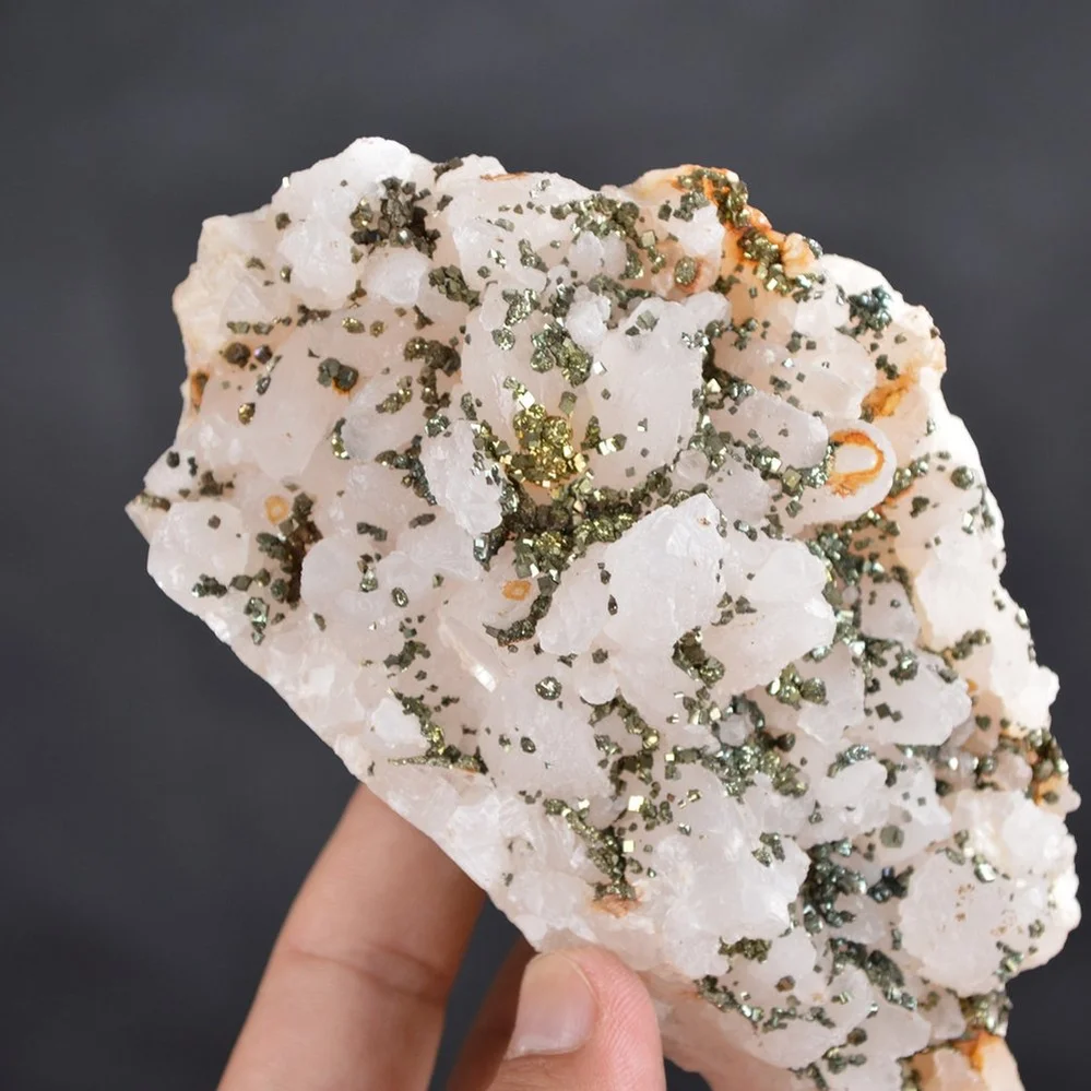 Iridescent Pyrite On Nailhead Calcite Crystals - Image 5