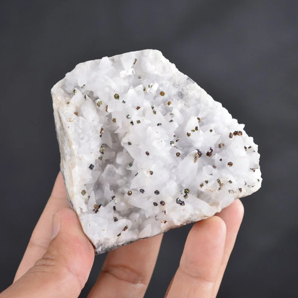 Iridescent Pyrite On Nailhead Calcite Crystals - Image 2