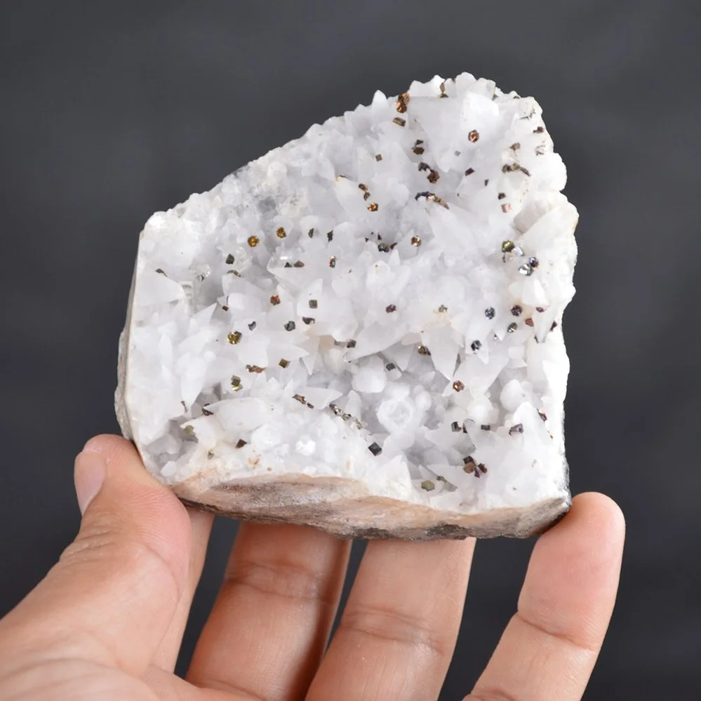 Iridescent Pyrite On Nailhead Calcite Crystals - Image 3