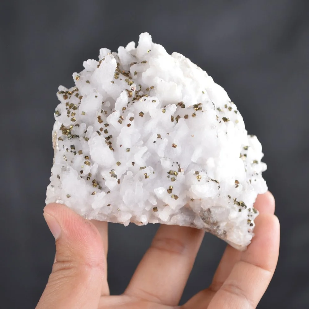 Iridescent Pyrite On Nailhead Calcite Crystals