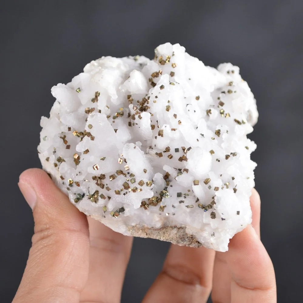 Iridescent Pyrite On Nailhead Calcite Crystals - Image 2