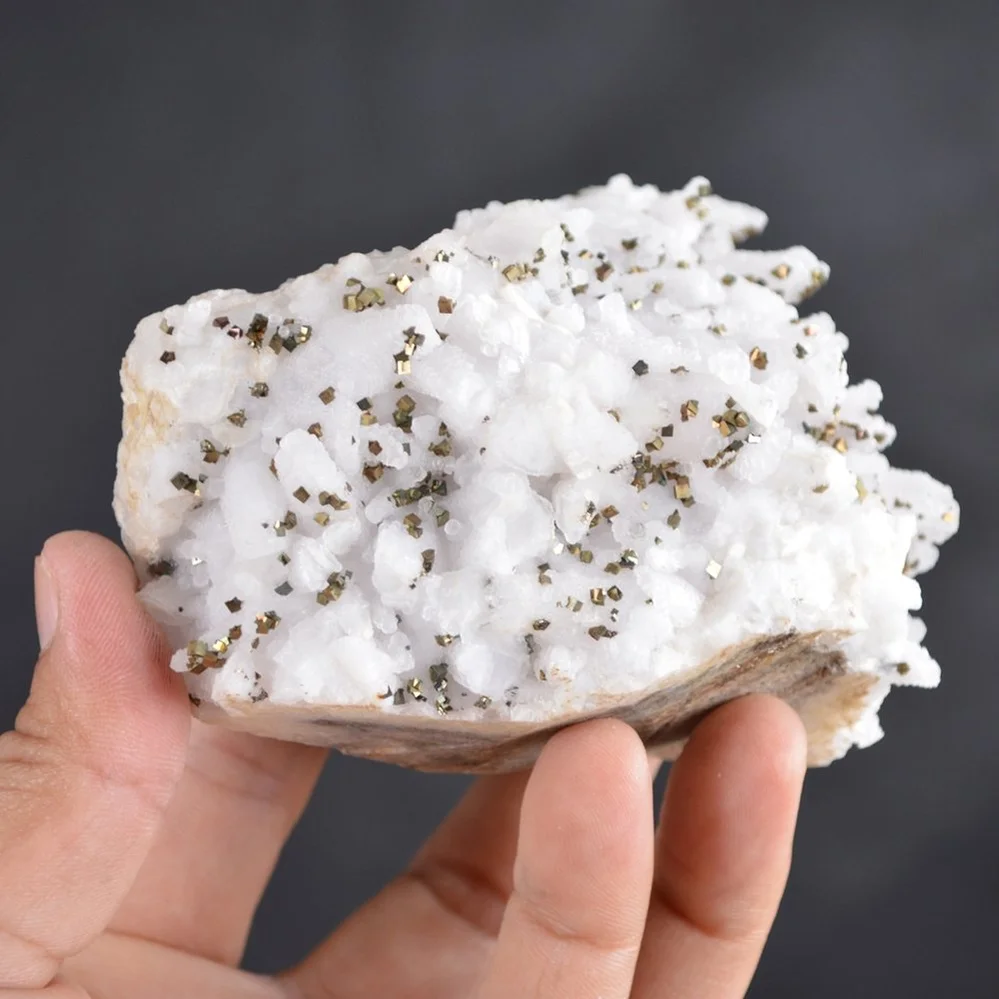 Iridescent Pyrite On Nailhead Calcite Crystals - Image 4