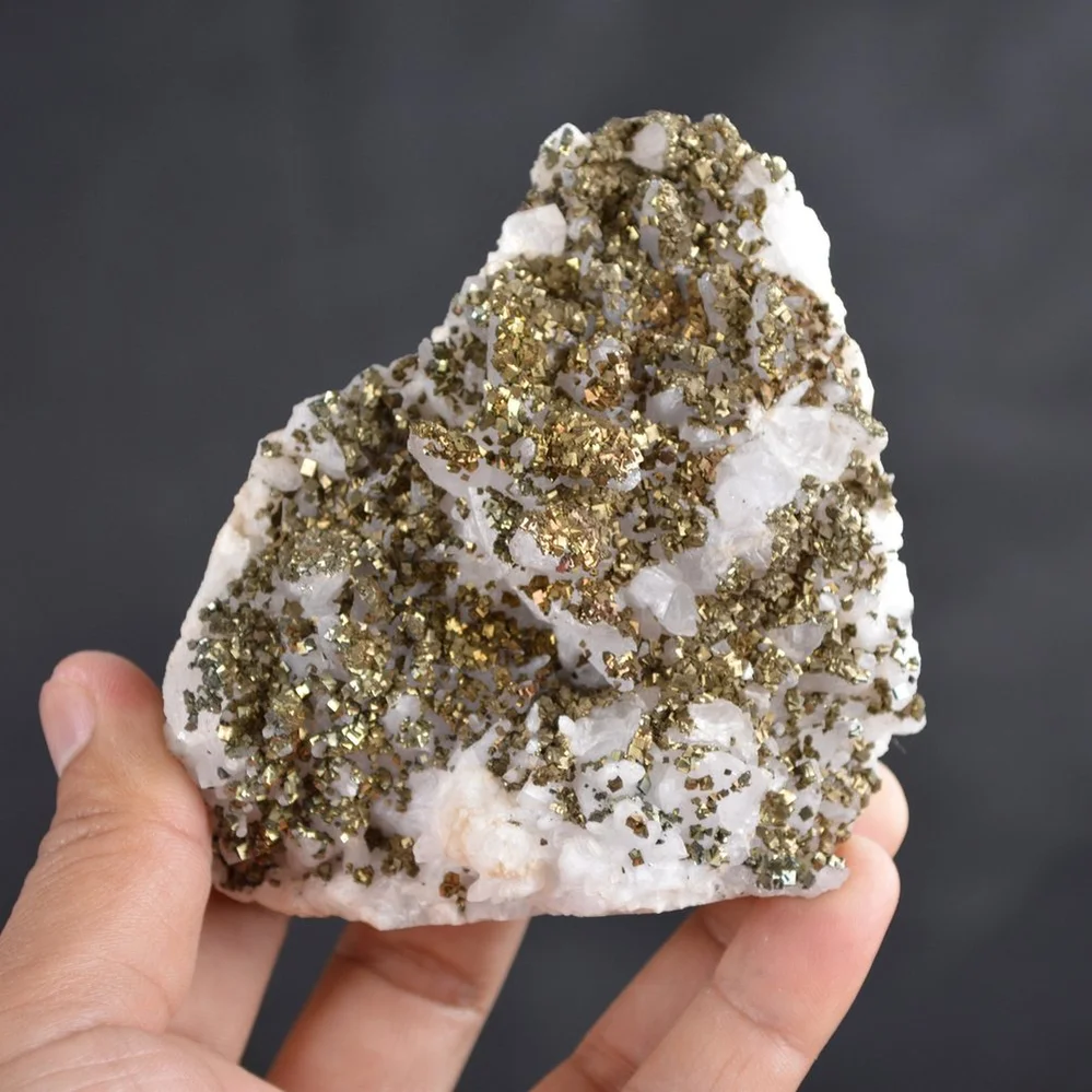 Iridescent Pyrite On Nailhead Calcite Crystals