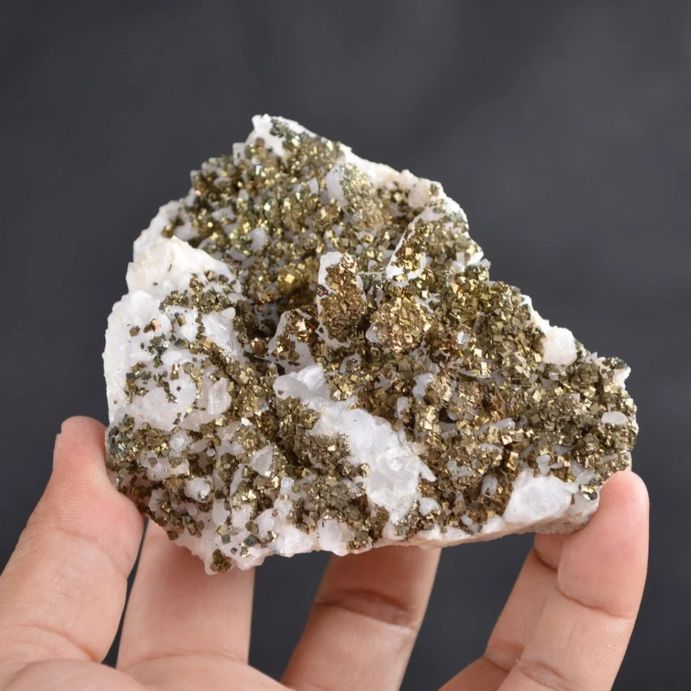 Iridescent Pyrite On Nailhead Calcite Crystals - Image 2