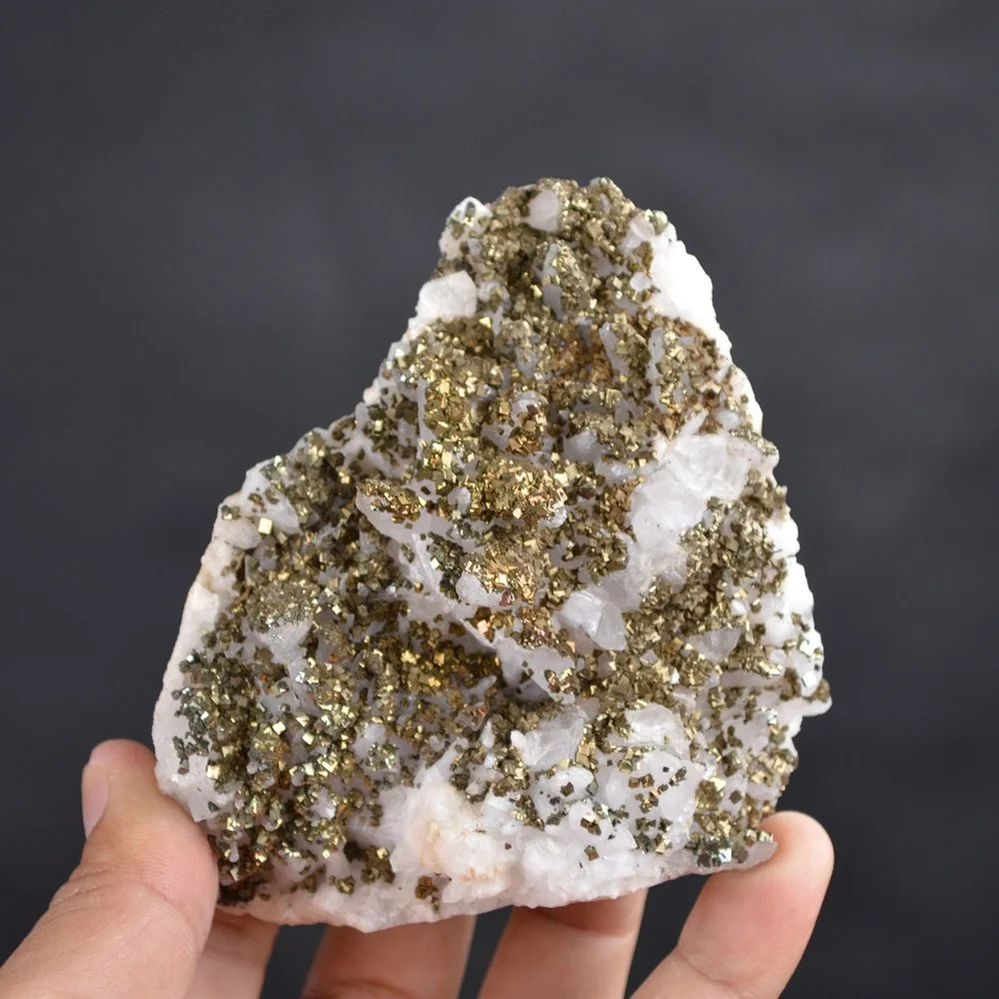 Iridescent Pyrite On Nailhead Calcite Crystals - Image 5