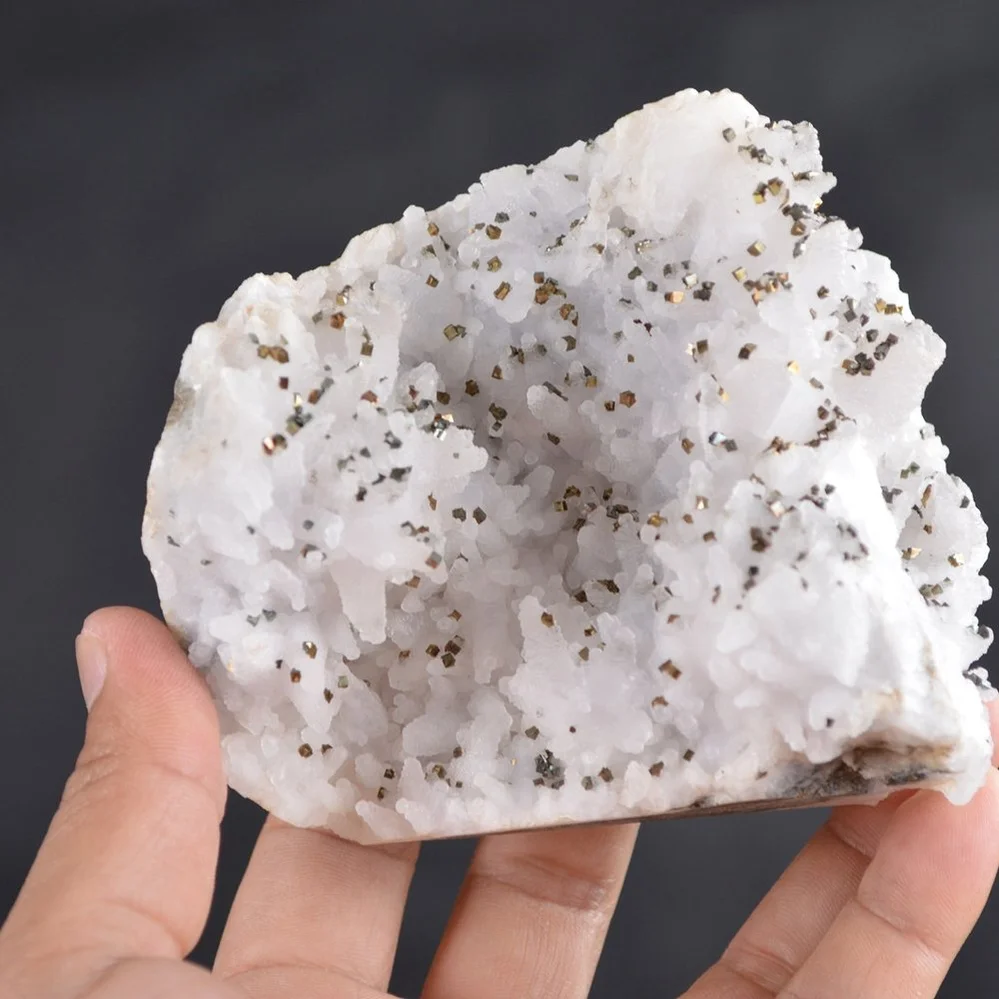 Iridescent Pyrite On Nailhead Calcite Crystals - Image 2