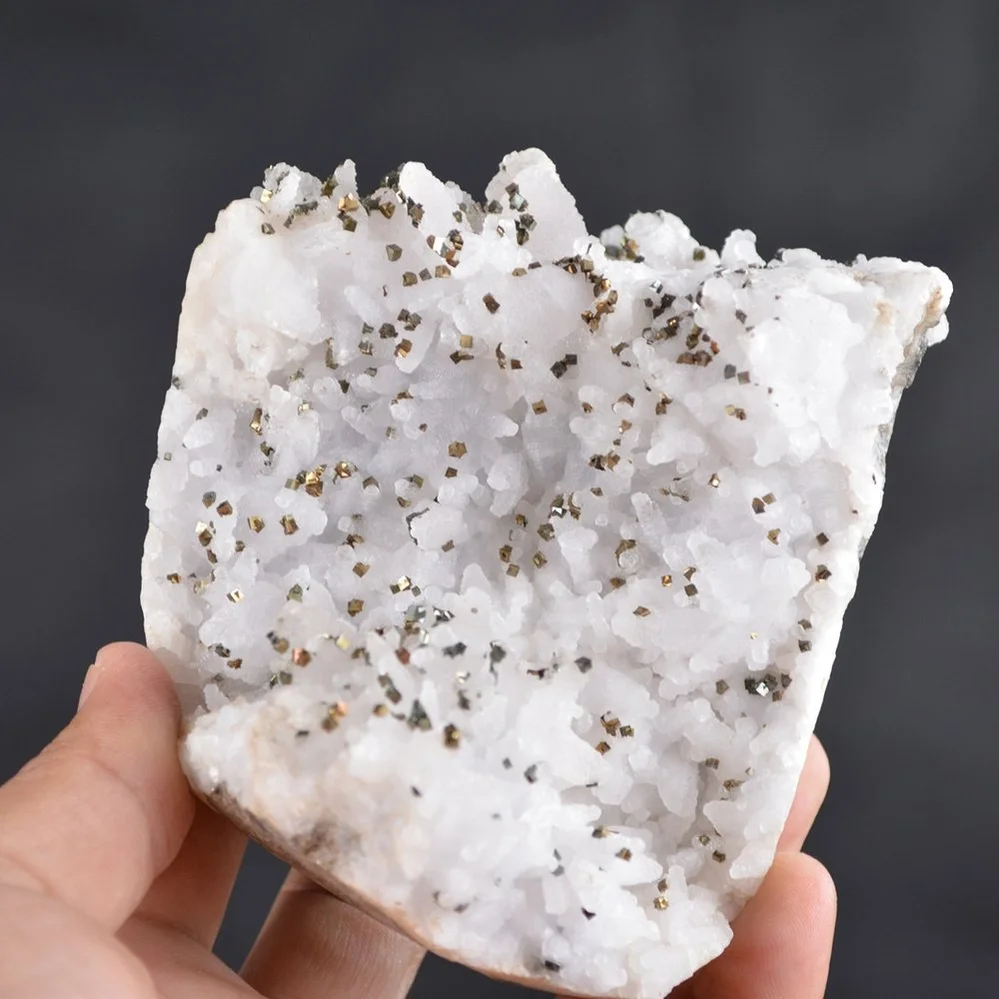 Iridescent Pyrite On Nailhead Calcite Crystals - Image 3