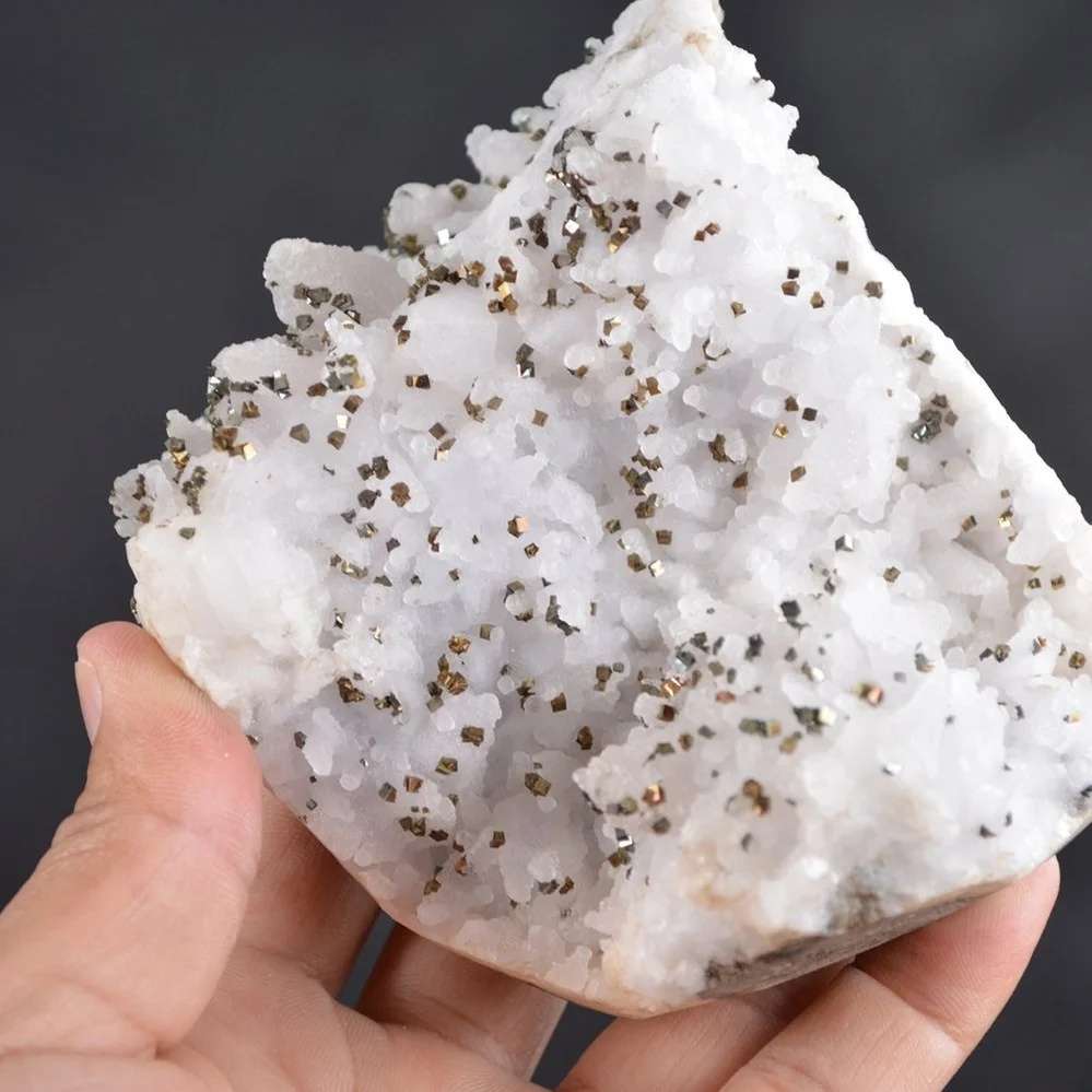 Iridescent Pyrite On Nailhead Calcite Crystals - Image 4