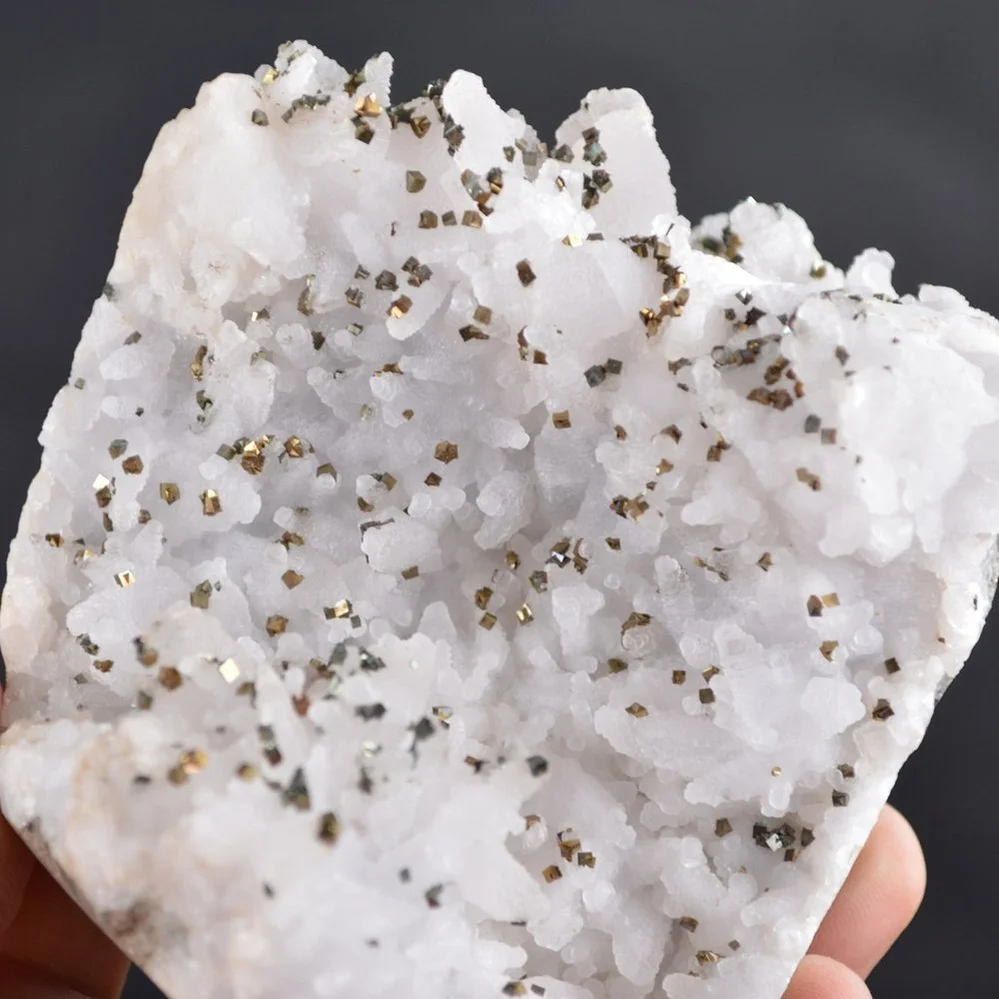 Iridescent Pyrite On Nailhead Calcite Crystals - Image 5