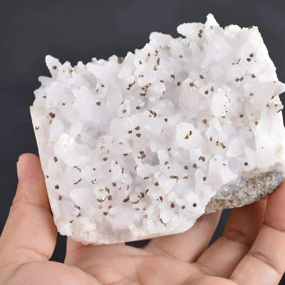 Iridescent Pyrite On Nailhead Calcite Crystals - Image 4