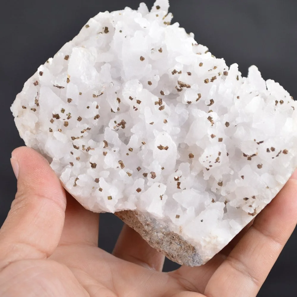 Iridescent Pyrite On Nailhead Calcite Crystals - Image 5