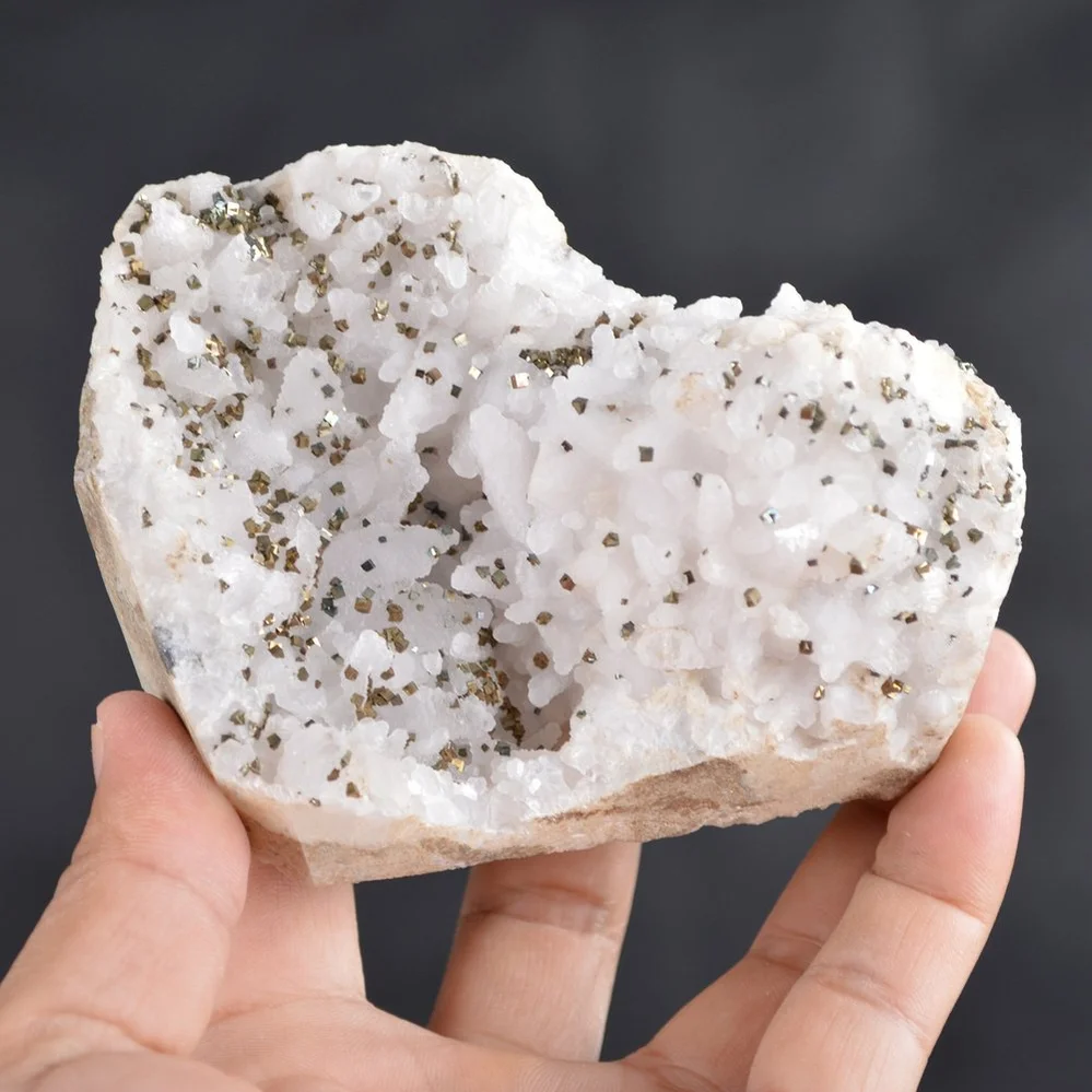 Iridescent Pyrite On Nailhead Calcite Crystals