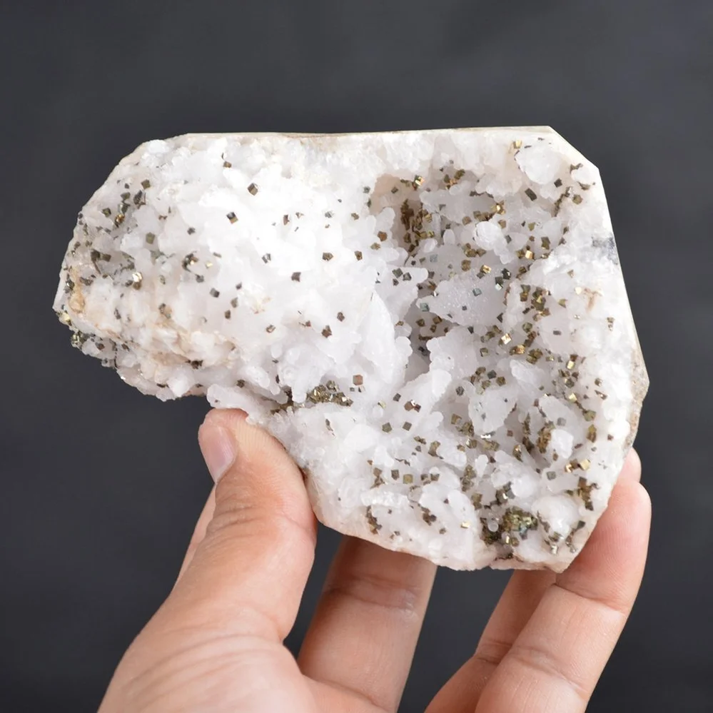 Iridescent Pyrite On Nailhead Calcite Crystals - Image 2