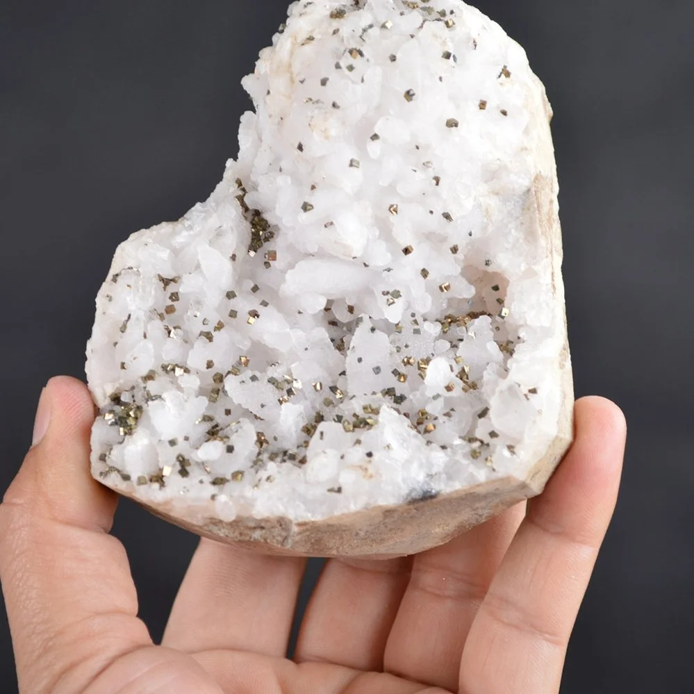 Iridescent Pyrite On Nailhead Calcite Crystals - Image 3