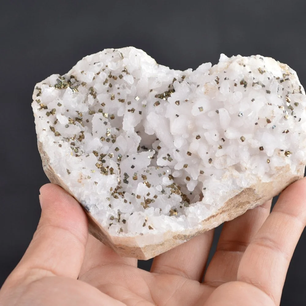 Iridescent Pyrite On Nailhead Calcite Crystals - Image 4