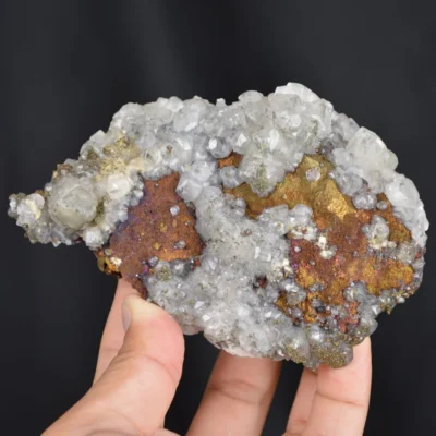 Calcite With Pyrite Inclusion And  Chalcopyrite Crystals