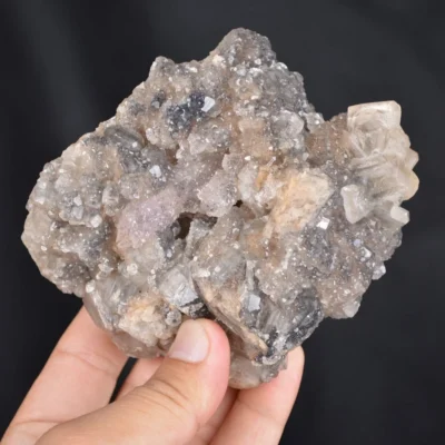 Apophyllite With Quartz And Calcite Crystals