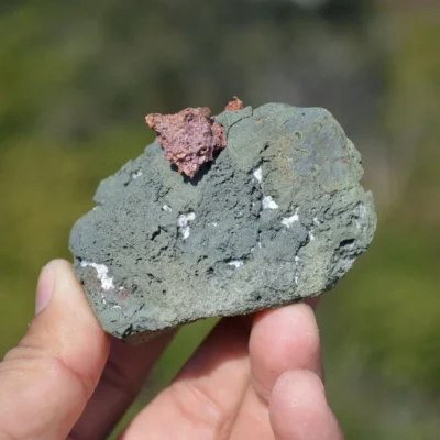 Native Copper With Chalcocite, Quartz In Rocks Matrix