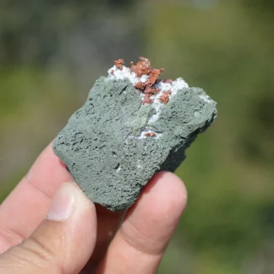 Native Copper With Chalcocite, Quartz In Rocks Matrix