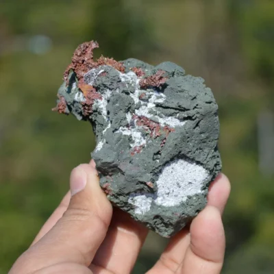 Native Copper With Chalcocite, Quartz In Rocks Matrix