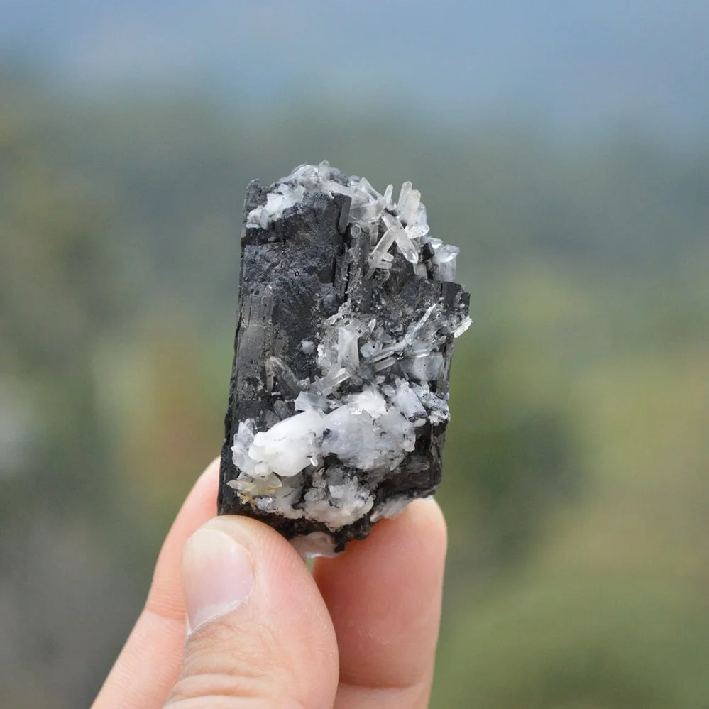 Ferberite With Quartz Crystals