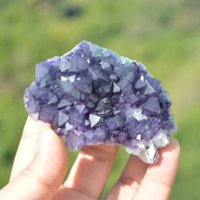 Octahedral Fluorite On Quartz Crystals