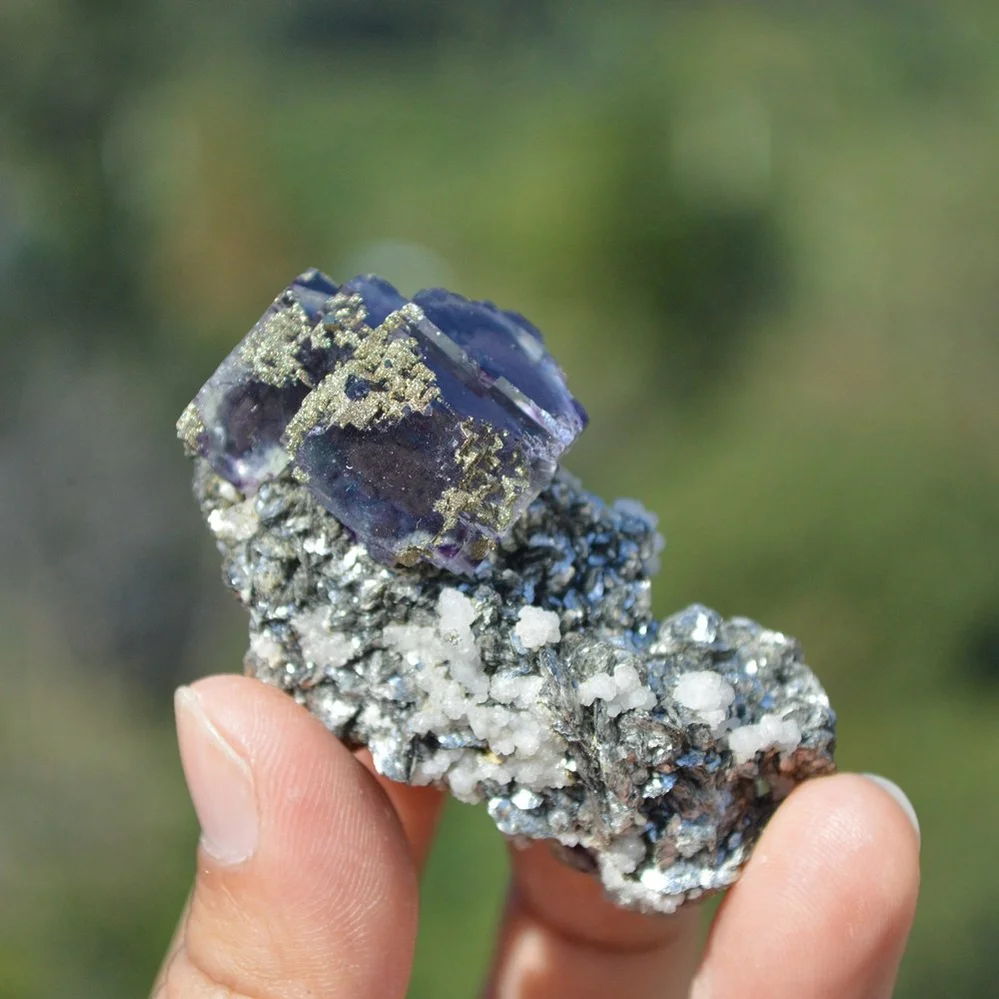 Fluorite With Mica,Pyrite,Calcite Crystals