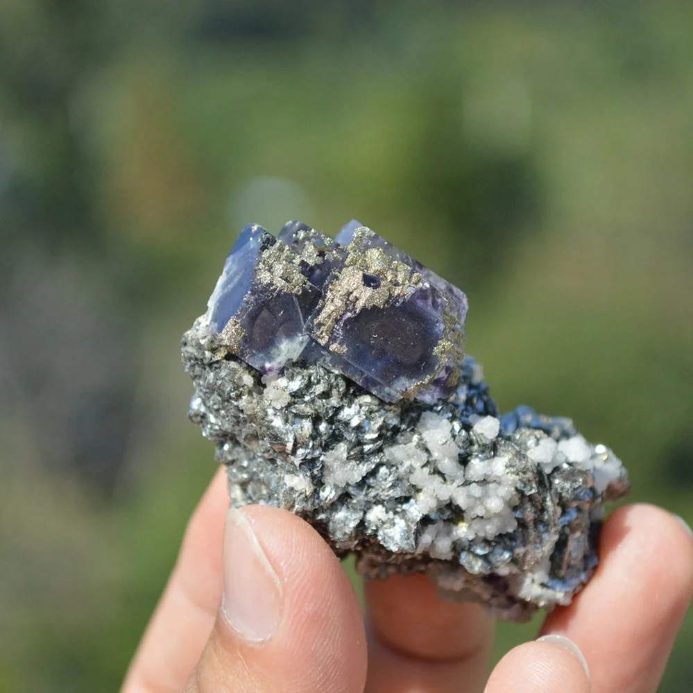 Fluorite With Mica,Pyrite,Calcite Crystals - Image 2
