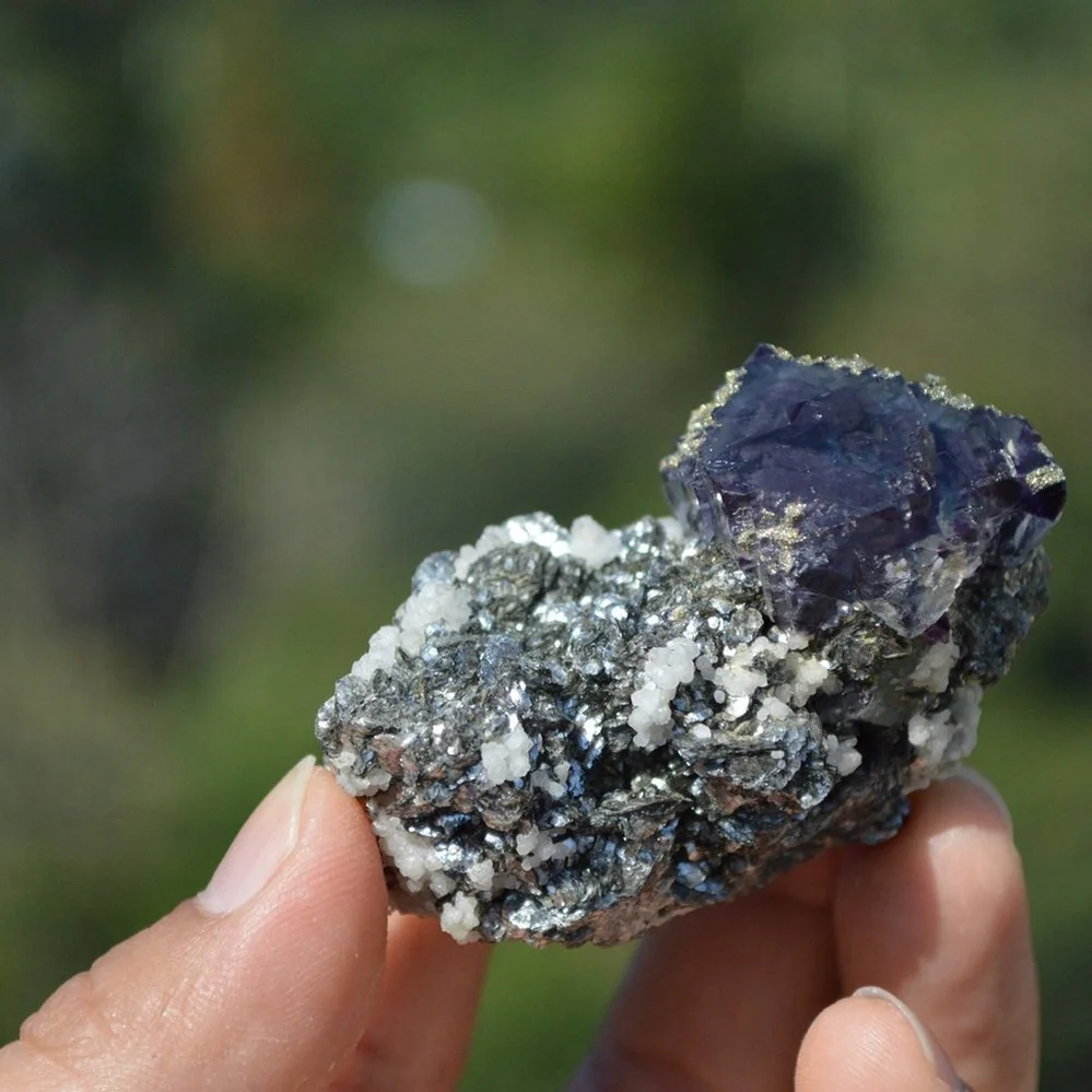 Fluorite With Mica,Pyrite,Calcite Crystals - Image 3