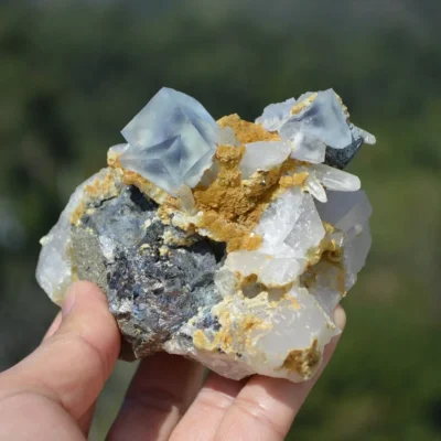 Fluorite With Quartz, Arsenopyrite, Siderite, Pyrite, Mica Crystals