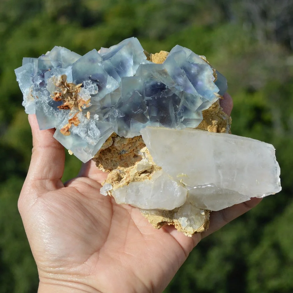 Fluorite With Quartz, Siderite, Mica Crystals
