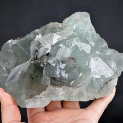 Big Cube Fluorite With Calcite Crystals