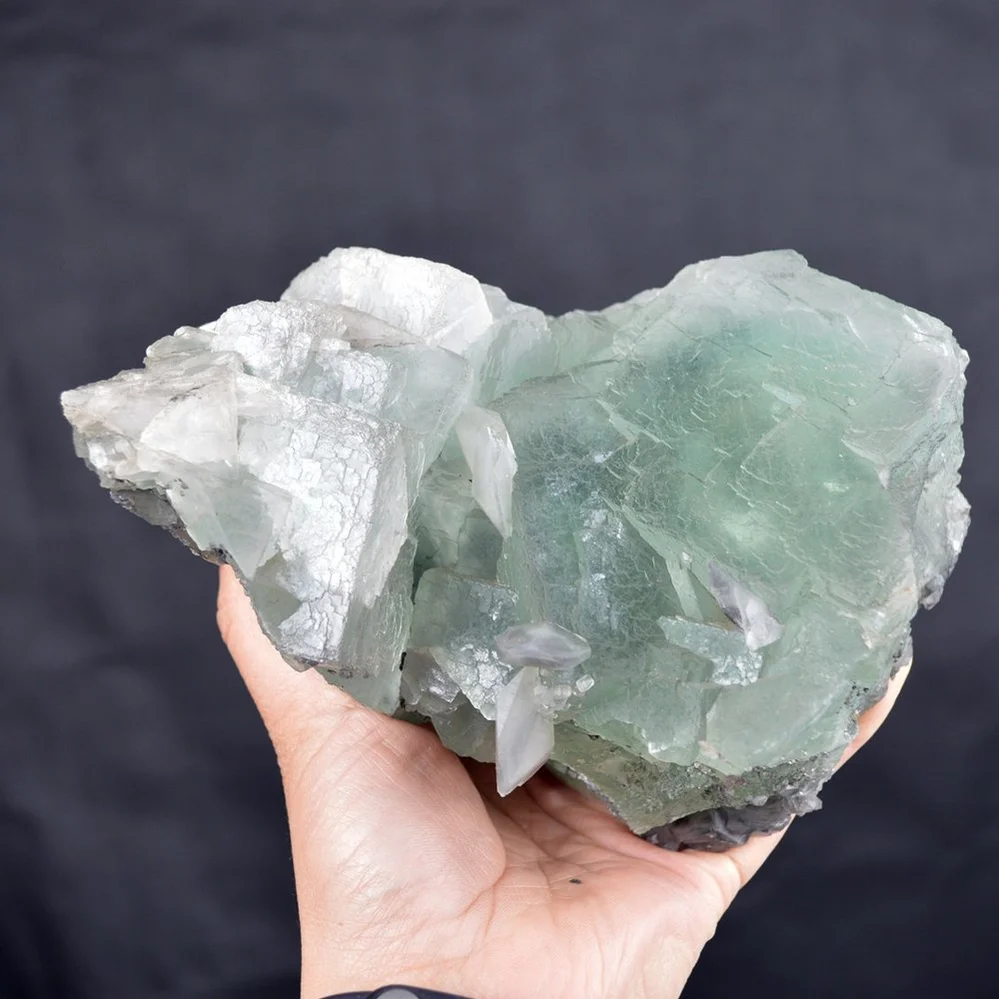 Big Cube Fluorite With Calcite Crystals - Image 3