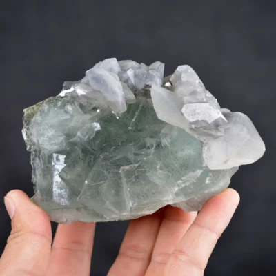 Big Cube Fluorite With Calcite Crystals