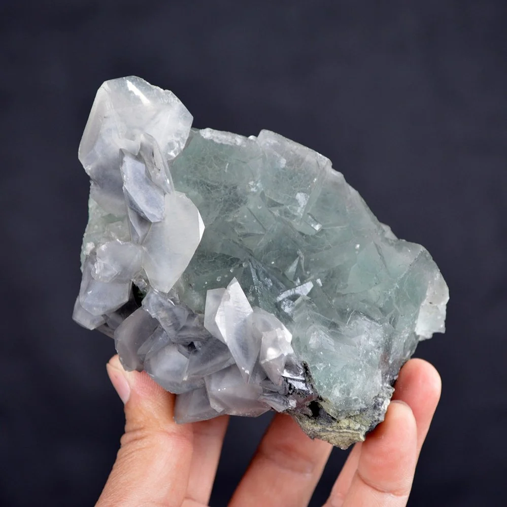 Big Cube Fluorite With Calcite Crystals - Image 3