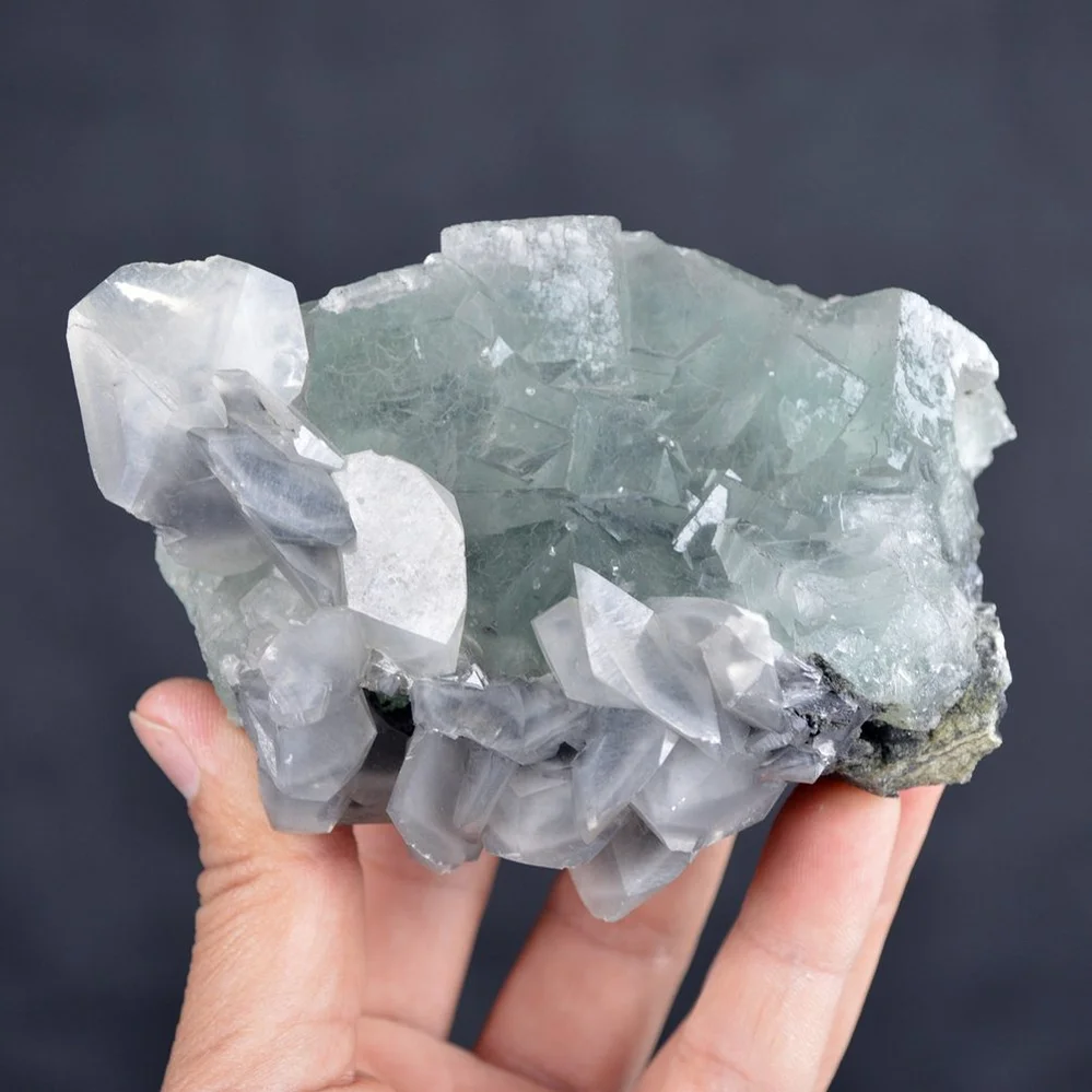 Big Cube Fluorite With Calcite Crystals - Image 4